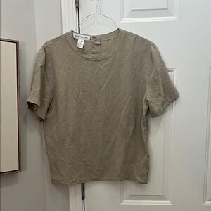 Jones New York Light Tan SILK tailored Waist Short Sleeve Tee